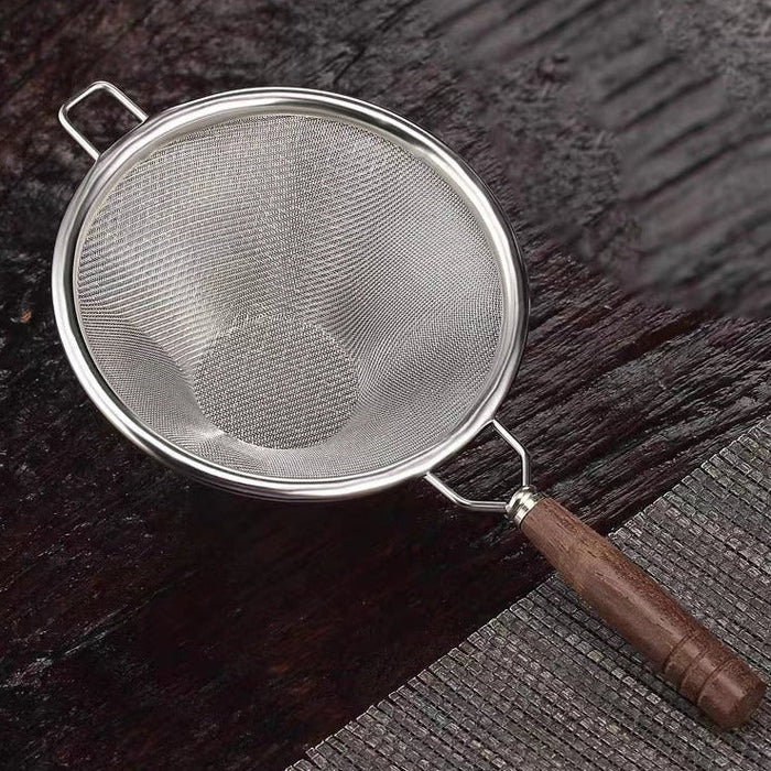 Stainless Steel Mesh Strainer with Wood Handle