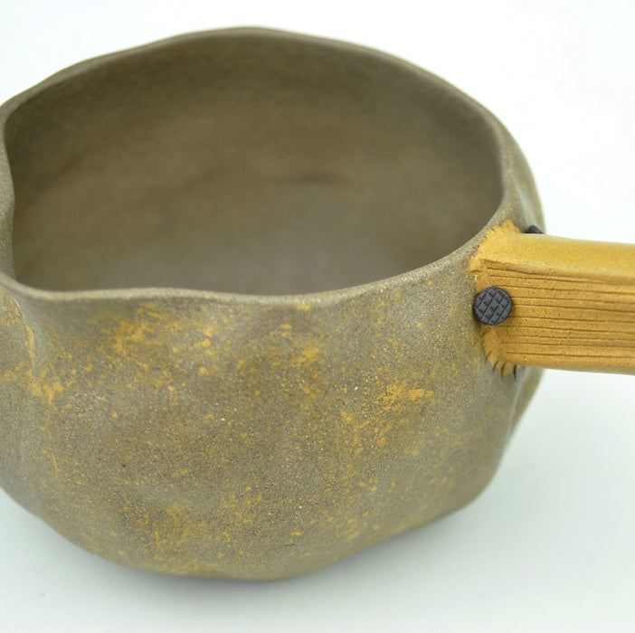 Faux Bamboo Handled Gourd Cha Hai Made from Clay