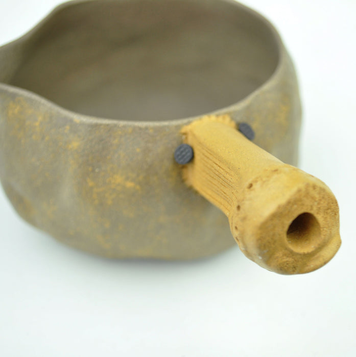 Faux Bamboo Handled Gourd Cha Hai Made from Clay